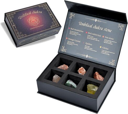 Chakra Crystals Gift Set, 6 pcs Chakra Healing Crystals with Chakra Stones Box Set Chakra Stones Healing Stones for Beginners Meditation, Yoga, Wicca, Birthday Gifts (Laryngcal Chakra) in Saudi Arabia