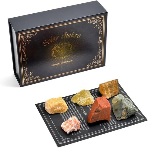 Chakra Crystals Gift Set, 6 pcs Chakra Healing Crystals with Chakra Stones Box Set Chakra Stones Healing Stones for Beginners Meditation, Yoga, Wicca, Birthday Gifts (Laryngcal Chakra) in Saudi Arabia