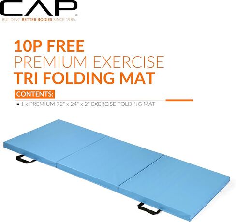 CAP All Purpose Folding Anti Tear Exercise Training Aerobic Fitness Gym & Gymnastics Balance Mat. 72"L x 24"W x 2"Thick. BLACK in Saudi Arabia