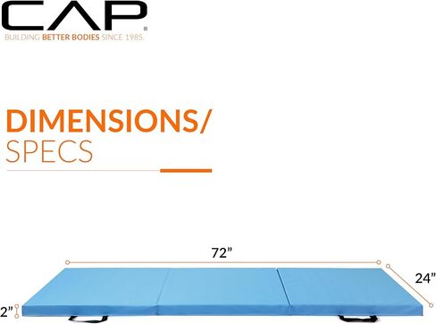 CAP All Purpose Folding Anti Tear Exercise Training Aerobic Fitness Gym & Gymnastics Balance Mat. 72"L x 24"W x 2"Thick. BLACK in Saudi Arabia