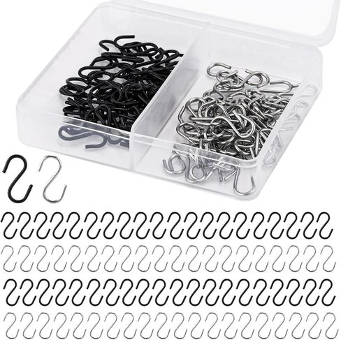 100pcs Small S Hooks for Hanging, Mini S Shaped Hook Stainless Steel S Shaped Hooks with Storage Box S Ornament Hooks for DIY Crafts Jewelry Key Chain Tags (Silver) in Kuwait