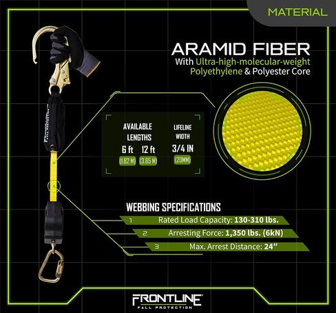 Frontline RPGC50 Cable Single Leg 50ft SRL with Steel Snap Hook End with Carry on Handle and Tagline |OSHA & ANSI Compliant SRL |Galvanized Steel Retractable Lifeline/Safety Yoyo Black in Saudi Arabia