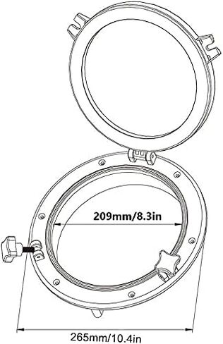 YaeMarine 10 بوصة فتحة مستديرة فتحة فتحة اليخت لاستبدال فتحة النافذة القطر الإجمالي: 10.4 بوصة/265 مم القطر المفتوح: 7.75 بوصة/197 مم أسود in Kuwait