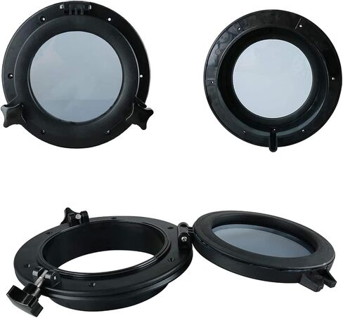 YaeMarine 10 بوصة فتحة مستديرة فتحة فتحة اليخت لاستبدال فتحة النافذة القطر الإجمالي: 10.4 بوصة/265 مم القطر المفتوح: 7.75 بوصة/197 مم أسود in Kuwait