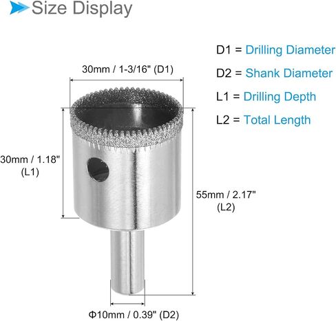 Diamond Hole Saws Drill Bits, 4mm / 5/32" Drilling Diameter, Nickel Plated Carbon Steel Drill Bit - (Applications: for Glass Ceramic Tiles Marble Stone), 10-Pieces in Saudi Arabia