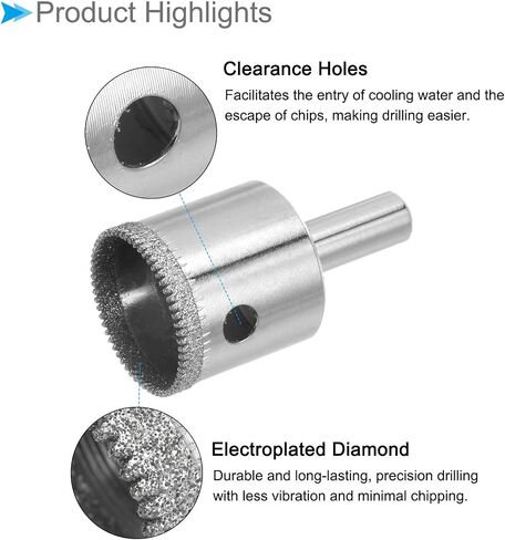 Diamond Hole Saws Drill Bits, 4mm / 5/32" Drilling Diameter, Nickel Plated Carbon Steel Drill Bit - (Applications: for Glass Ceramic Tiles Marble Stone), 10-Pieces in Saudi Arabia