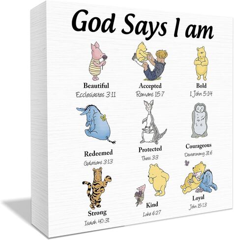 Winnie the Pooh Gifts Christian Gifts Inspirational Gifts, Inspirational Gifts for Women Inspirational Christian Gift Christian Wooden Box Sign Christian Gift for Women Christian Home Decorative Sign in Kuwait