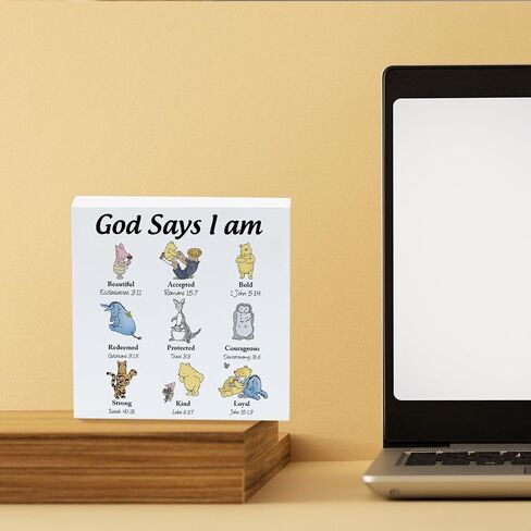 Winnie the Pooh Gifts Christian Gifts Inspirational Gifts, Inspirational Gifts for Women Inspirational Christian Gift Christian Wooden Box Sign Christian Gift for Women Christian Home Decorative Sign in Kuwait