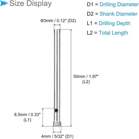 Diamond Hole Saws Drill Bits, 4mm / 5/32" Drilling Diameter, Nickel Plated Carbon Steel Drill Bit - (Applications: for Glass Ceramic Tiles Marble Stone), 10-Pieces in Saudi Arabia