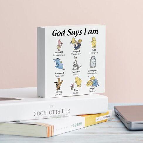 Winnie the Pooh Gifts Christian Gifts Inspirational Gifts, Inspirational Gifts for Women Inspirational Christian Gift Christian Wooden Box Sign Christian Gift for Women Christian Home Decorative Sign in Kuwait