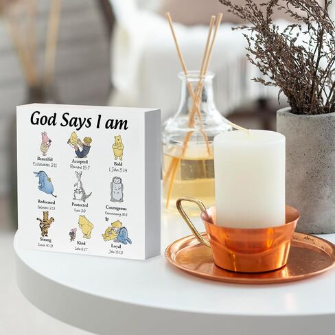 Winnie the Pooh Gifts Christian Gifts Inspirational Gifts, Inspirational Gifts for Women Inspirational Christian Gift Christian Wooden Box Sign Christian Gift for Women Christian Home Decorative Sign in Kuwait