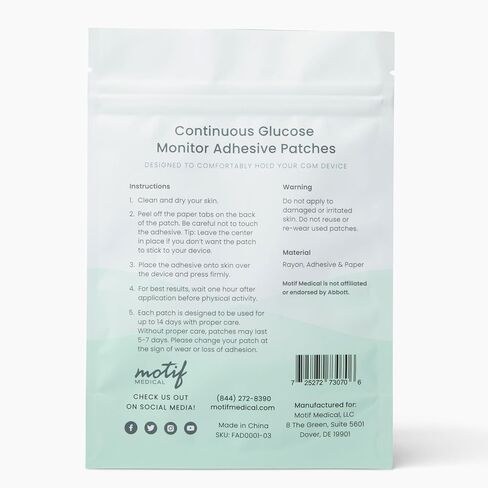 Motif Medical CGM Patches (20/pack) - Libre 2 in Saudi Arabia