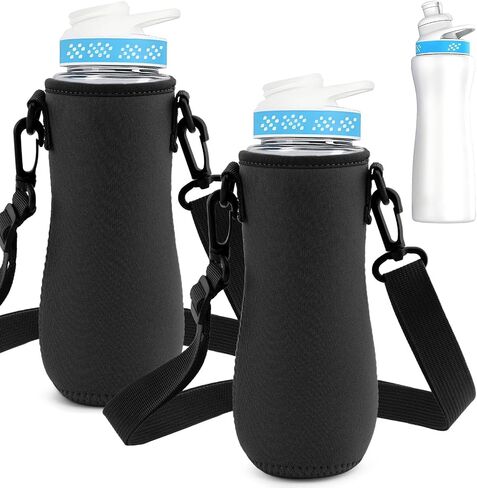 2 Pcs 22oz Sleeve Compatible with Cir-kul Water Bottle,Water Bottle Sleeve with Adjustable Strap,Neoprene Insulated Water Bottle Cover for Retaining Temperature(Black) in Saudi Arabia