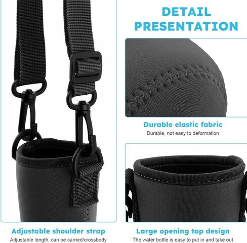2 Pcs 22oz Sleeve Compatible with Cir-kul Water Bottle,Water Bottle Sleeve with Adjustable Strap,Neoprene Insulated Water Bottle Cover for Retaining Temperature(Black) in Saudi Arabia
