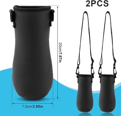 2 Pcs 22oz Sleeve Compatible with Cir-kul Water Bottle,Water Bottle Sleeve with Adjustable Strap,Neoprene Insulated Water Bottle Cover for Retaining Temperature(Black) in Saudi Arabia