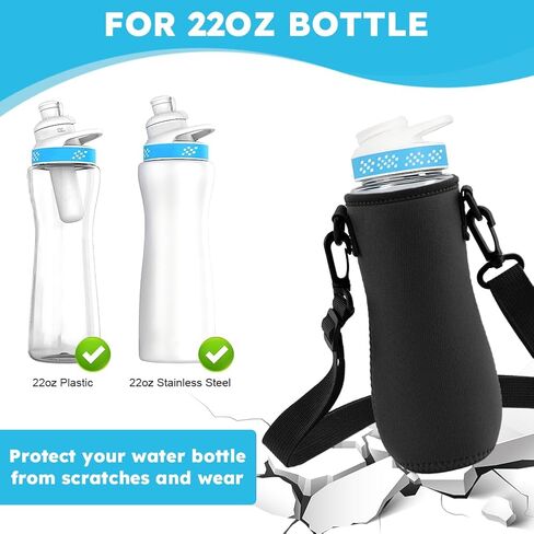 2 Pcs 22oz Sleeve Compatible with Cir-kul Water Bottle,Water Bottle Sleeve with Adjustable Strap,Neoprene Insulated Water Bottle Cover for Retaining Temperature(Black) in Saudi Arabia