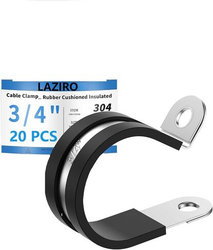 LAZIRO 20 حزمة من مشابك الكابلات مقاس 1-1/2 بوصة مع تعزيز مثبت محدث، مشبك معزول مبطن بالمطاط من الفولاذ المقاوم للصدأ 304، مشابك حلقية، مشابك أنابيب، مشابك أسلاك معدنية للأسلاك والأنابيب والخراطيم in Saudi Arabia
