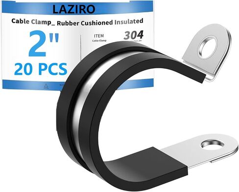 LAZIRO 20 حزمة من مشابك الكابلات مقاس 1-1/2 بوصة مع تعزيز مثبت محدث، مشبك معزول مبطن بالمطاط من الفولاذ المقاوم للصدأ 304، مشابك حلقية، مشابك أنابيب، مشابك أسلاك معدنية للأسلاك والأنابيب والخراطيم in Saudi Arabia