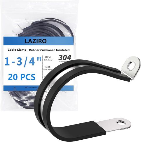 LAZIRO 20 حزمة من مشابك الكابلات مقاس 1-1/2 بوصة مع تعزيز مثبت محدث، مشبك معزول مبطن بالمطاط من الفولاذ المقاوم للصدأ 304، مشابك حلقية، مشابك أنابيب، مشابك أسلاك معدنية للأسلاك والأنابيب والخراطيم in Saudi Arabia
