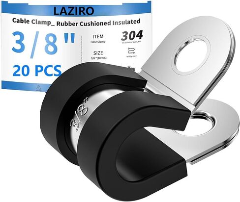 LAZIRO 20 حزمة من مشابك الكابلات مقاس 1-1/2 بوصة مع تعزيز مثبت محدث، مشبك معزول مبطن بالمطاط من الفولاذ المقاوم للصدأ 304، مشابك حلقية، مشابك أنابيب، مشابك أسلاك معدنية للأسلاك والأنابيب والخراطيم in Saudi Arabia
