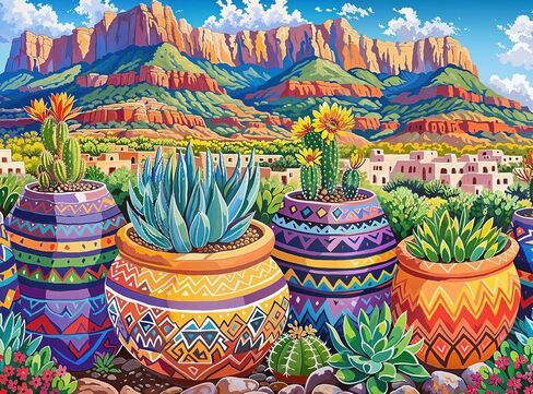 Cross & Glory Exclusive: 'Botanical Brushstrokes - A Cacti Tapestry' 1000-Piece Plant Jigsaw Puzzle, Eco-Friendly Artistic Challenge with Vibrant Satin Finish in Saudi Arabia