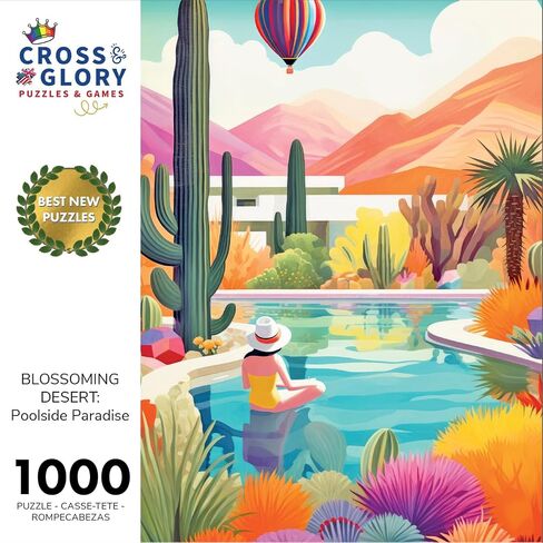 Cross & Glory Exclusive: 'Botanical Brushstrokes - A Cacti Tapestry' 1000-Piece Plant Jigsaw Puzzle, Eco-Friendly Artistic Challenge with Vibrant Satin Finish in Saudi Arabia