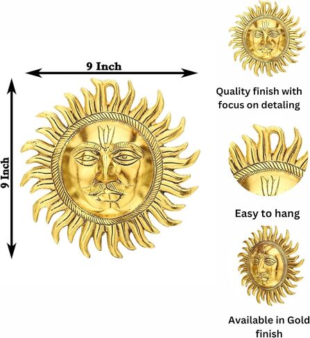 Charmy Crafts Metal Sun, Wall Hanging, Room Decor, Best Housewarming, Gifts Article for Wall Decor (7.5 X 7.5 inch, Golden) in Saudi Arabia