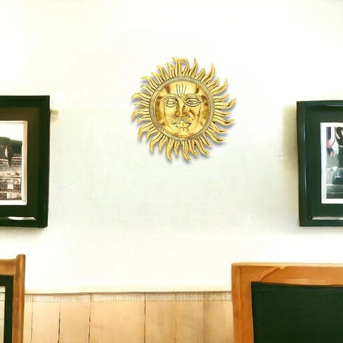 Charmy Crafts Metal Sun, Wall Hanging, Room Decor, Best Housewarming, Gifts Article for Wall Decor (7.5 X 7.5 inch, Golden) in Saudi Arabia