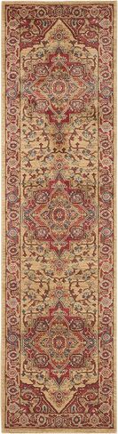 سجادة SAFAVIEH Mahal Collection - 2'2" x 16'، أحمر وطبيعي، تصميم شرقي تقليدي، لا يتساقط ويسهل العناية به، مثالي للمناطق ذات الحركة العالية في غرفة المعيشة وغرفة النوم (MAH698A) in Saudi Arabia