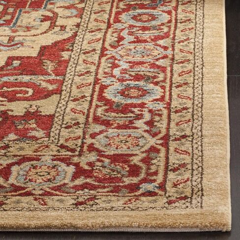 سجادة SAFAVIEH Mahal Collection - 2'2" x 16'، أحمر وطبيعي، تصميم شرقي تقليدي، لا يتساقط ويسهل العناية به، مثالي للمناطق ذات الحركة العالية في غرفة المعيشة وغرفة النوم (MAH698A) in Saudi Arabia