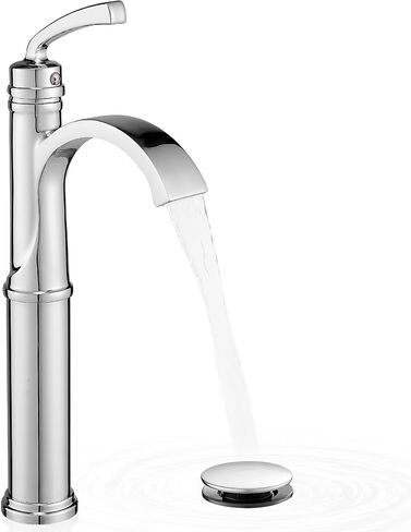 Tall Waterfall Bathroom Faucet Chrome, Single Handle Brass Vessel Faucet, Tall Faucet for Bathroom Sink, Bathroom Vanity Faucets 1 Hole with Pop up Drain Water Lines in Saudi Arabia