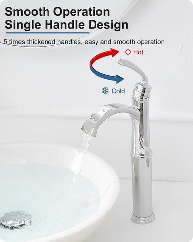 Tall Waterfall Bathroom Faucet Chrome, Single Handle Brass Vessel Faucet, Tall Faucet for Bathroom Sink, Bathroom Vanity Faucets 1 Hole with Pop up Drain Water Lines in Saudi Arabia