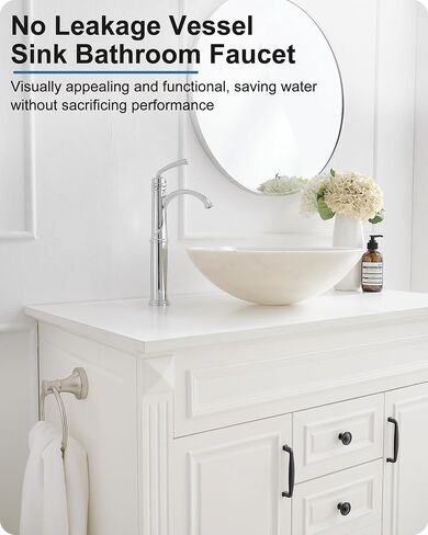 Tall Waterfall Bathroom Faucet Chrome, Single Handle Brass Vessel Faucet, Tall Faucet for Bathroom Sink, Bathroom Vanity Faucets 1 Hole with Pop up Drain Water Lines in Saudi Arabia