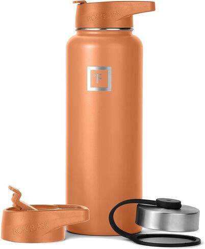 IRON °FLASK Camping & Hiking Hydration Flask, Wide Mouth, 3 Straw Lids, Stainless Steel Outdoor Water Bottle, Double Walled, Insulated Thermos, Metal Canteen - Twilight Blue, 22 Oz in Kuwait