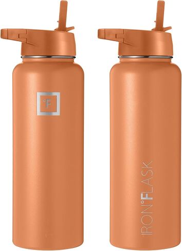 IRON °FLASK Camping & Hiking Hydration Flask, Wide Mouth, 3 Straw Lids, Stainless Steel Outdoor Water Bottle, Double Walled, Insulated Thermos, Metal Canteen - Twilight Blue, 22 Oz in Kuwait