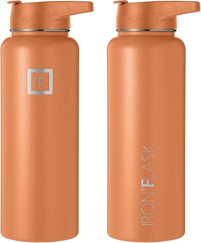 IRON °FLASK Camping & Hiking Hydration Flask, Wide Mouth, 3 Straw Lids, Stainless Steel Outdoor Water Bottle, Double Walled, Insulated Thermos, Metal Canteen - Twilight Blue, 22 Oz in Kuwait