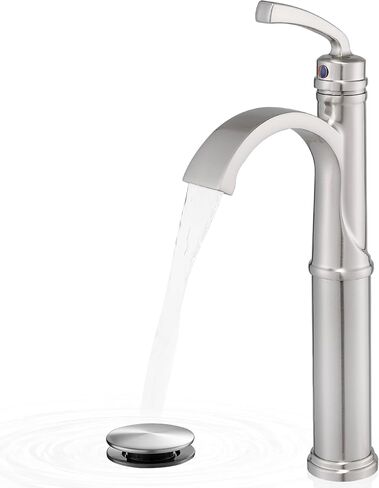 Tall Waterfall Bathroom Faucet Chrome, Single Handle Brass Vessel Faucet, Tall Faucet for Bathroom Sink, Bathroom Vanity Faucets 1 Hole with Pop up Drain Water Lines in Saudi Arabia