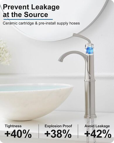 Tall Waterfall Bathroom Faucet Chrome, Single Handle Brass Vessel Faucet, Tall Faucet for Bathroom Sink, Bathroom Vanity Faucets 1 Hole with Pop up Drain Water Lines in Saudi Arabia