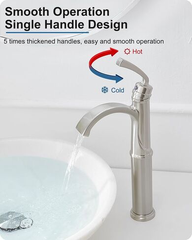 Tall Waterfall Bathroom Faucet Chrome, Single Handle Brass Vessel Faucet, Tall Faucet for Bathroom Sink, Bathroom Vanity Faucets 1 Hole with Pop up Drain Water Lines in Saudi Arabia