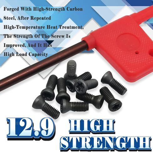 10 قطعة M2.5x8mm برغي توركس عالي القوة من الدرجة 12.9 لاستبدال كربيد أداة مخرطة CNC مع 1 قطعة T8 مفك براغي نجمية مقبض العلم مفتاح تشغيل مفتاح الربط أدوات الصيانة in Saudi Arabia