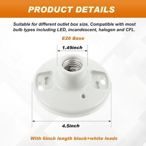 4 Pcs Porcelain Light Socket with Outlet and Pull Chain White Light Bulb Socket E27/E26 Socket Outlet Porcelain Pull Chain Ceiling Light Fixture for Indoor Garage Closet Lighting in Saudi Arabia