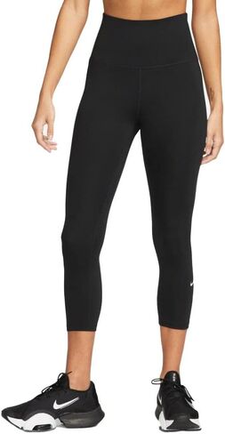 Nike OneWomen's High-Rise Cropped Leggings, Size S Black/White in Saudi Arabia