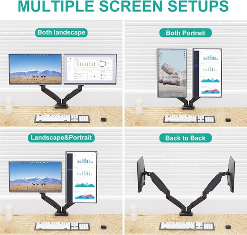 WALI Laptop Mount for Desk, Laptop Arm Mount for 17"-32"Computer Screen and 11.6" - 17.3" Notebook,Single Monitor Mount Holds up to 19.8lbs, Laptop Tray Stand with Gas Spring Arm GSMP001LP, (Black) in Saudi Arabia