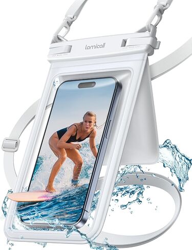 Lamcall Double Bag Waterproof Phone Pouch - IPX8 Waterproof Phone Case with Lanyard, Cell Phone Dry Bag Beach Essentials for iPhone 15/ Pro/Pro Max/Plus/14/13, Galaxy 24/23/22, 4-7.5" with Case Black in Saudi Arabia