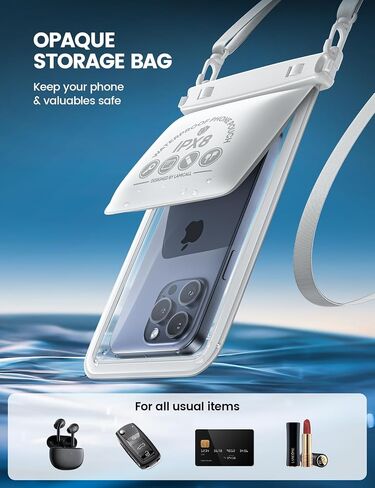 Lamcall Double Bag Waterproof Phone Pouch - IPX8 Waterproof Phone Case with Lanyard, Cell Phone Dry Bag Beach Essentials for iPhone 15/ Pro/Pro Max/Plus/14/13, Galaxy 24/23/22, 4-7.5" with Case Black in Saudi Arabia