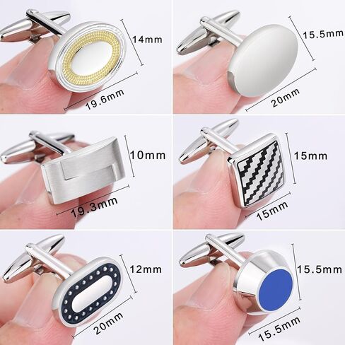 12 Pairs Cufflinks for Men Set, Classic Silver Black Striped Square Rectangle Cuff Links Mens for Shirt Suit, Groomsmen Business Elegant Gift. in Saudi Arabia