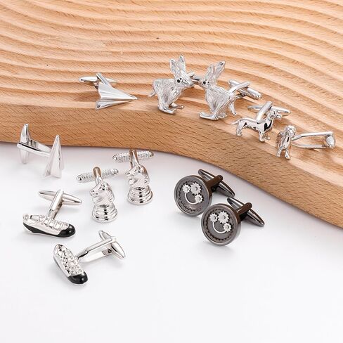 12 Pairs Cufflinks for Men Set, Classic Silver Black Striped Square Rectangle Cuff Links Mens for Shirt Suit, Groomsmen Business Elegant Gift. in Saudi Arabia