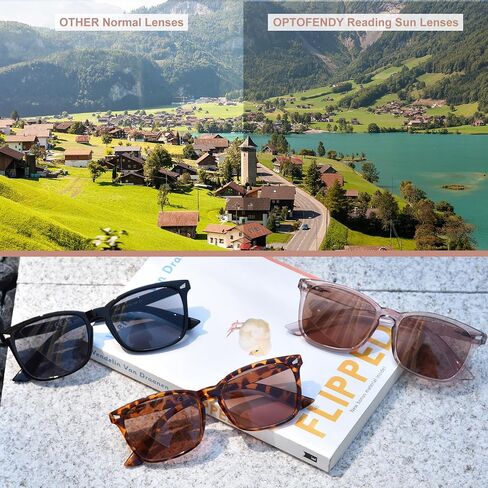 OPTOFENDY Reader Sunglasses for Women Men, Full Lens Outdoor Reading Sunglasses with Spring Hinge, UV400 Protection in Saudi Arabia