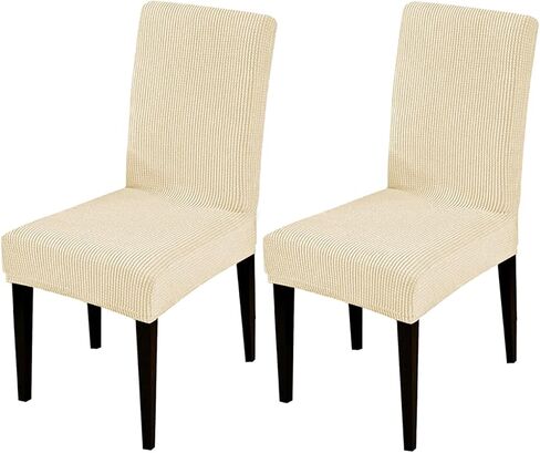 Dining Room Chair Covers,Chair Covers Set of 2, Soft and Stretchy,Cat Scratch Protection, Cream White, Regular Size, Dining Chair Cover Banquet Wedding, Kitchen, Hotel, Celebration in Saudi Arabia