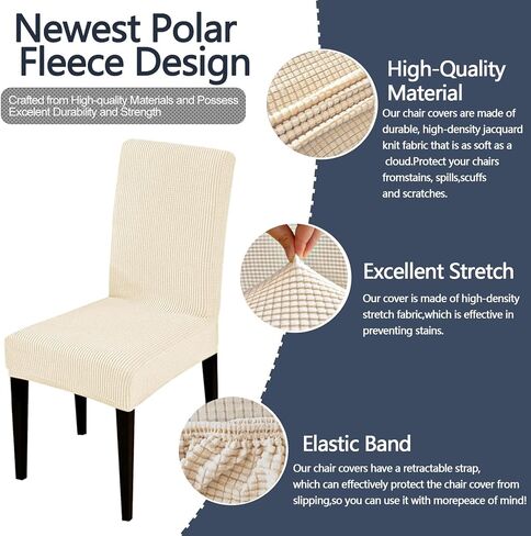 Dining Room Chair Covers,Chair Covers Set of 2, Soft and Stretchy,Cat Scratch Protection, Cream White, Regular Size, Dining Chair Cover Banquet Wedding, Kitchen, Hotel, Celebration in Saudi Arabia